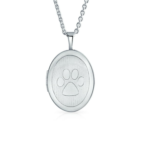 Sterling Silver Rhodium-plated Polished Paw Prints Oval Open Locket Pendant Sterling Silver Rhodium-plated Polished Paw Prints Oval Open Locket Pendant